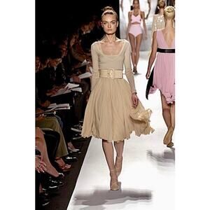 NWT $4995 Michael Kors Collection Silk Chiffon Skirt Runway Spring '07 Nude 12